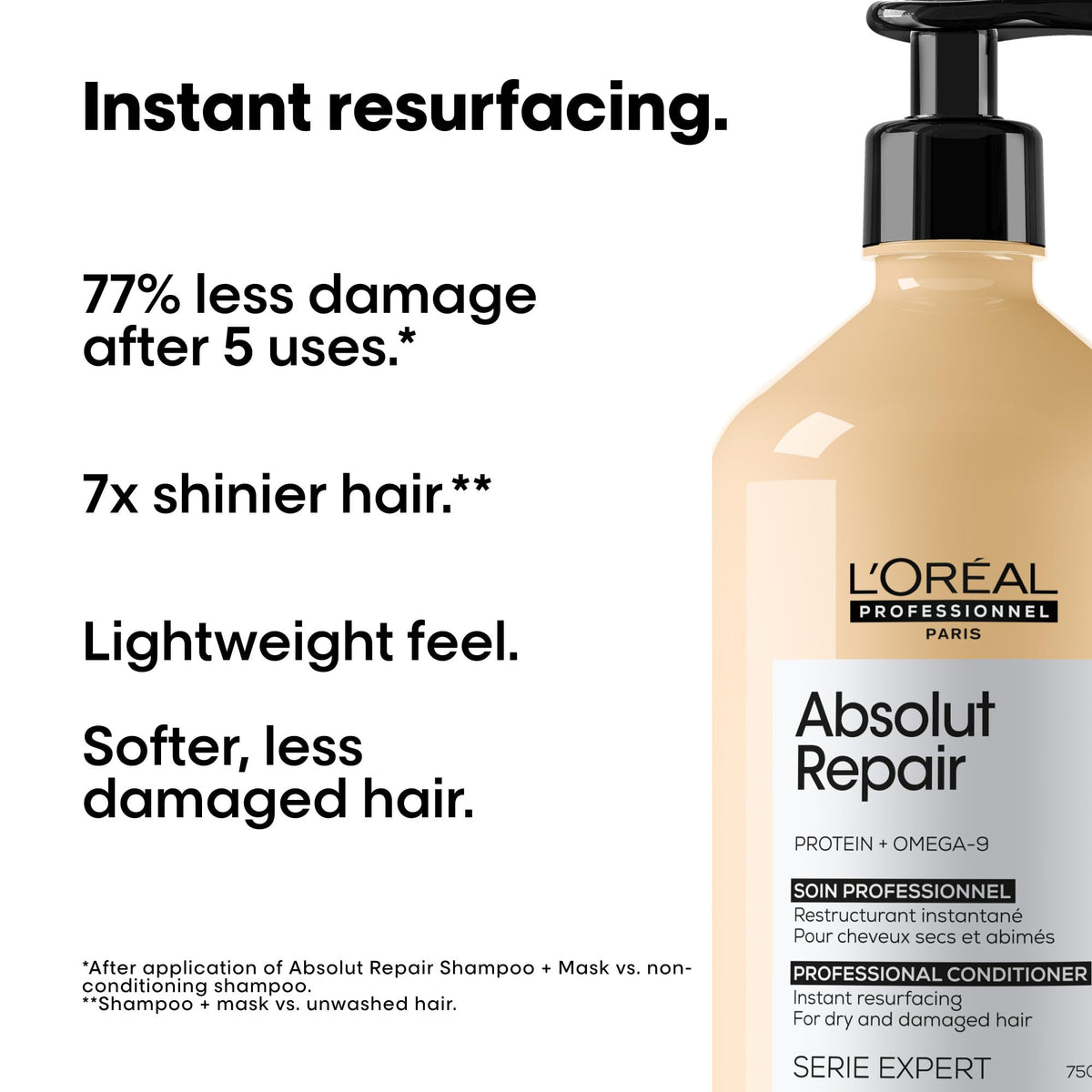 L'Oréal Professionnel Paris L’Oréal Professionnel Conditioner, With Protein And Gold Quinoa for Dry And Damaged Hair, Serie Expert Absolut Repair, 500 ml