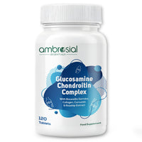 AMBROSIAL Ambrosial Glucosamine Chondroitin High Strength with Collagen, Curcumin, Boswellia & Rosehip – 6-in-1 Formula for Men & Women – Non-GMO, GMP Certified, 120 Tablets (4 Months Supply)