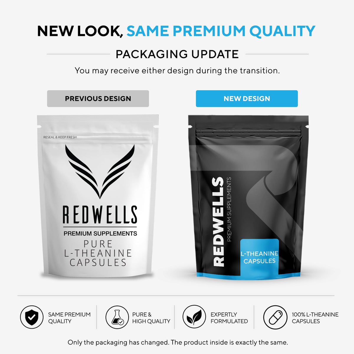 L-Theanine Capsules REDWELLS Anxiety Stress No Additives Strong 300mg - 120 Pack