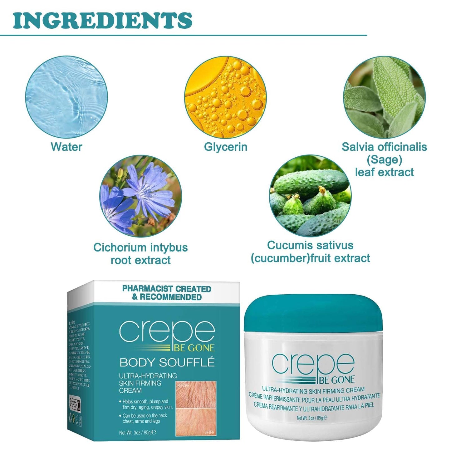 Anmahe Body Souffle 85g Firming Neck Cream Ultra Hydrating Crepe Skin Firming Cream Body Souffle for Women Deeply Moisturizing Suitable for Neck, Chest, Arms and Legs