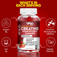 ProVita Health Creatine Monohydrate Gummies 4000mg for Men & Women - 60 Chewable Creatine Gummies Strawberry Flavoured Creatine | Pre Workout Gym Supplement| Vegan | (1 Months Supply) (1)