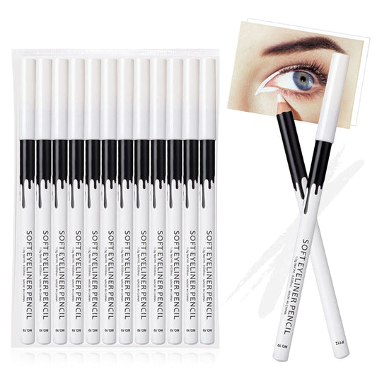 12PCS Erinde White Eyeliner Pencil, Soft Highlighter Gel Eyeliner Pencil
