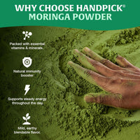HANDPICK, Moringa Powder (500g/17.6oz) Pure Moringa Oleifera/Moringa Leaves | Resealable Zip Lock Pouch | Perfect for Cooking, Smoothies, Lattes & Moringa Tea
