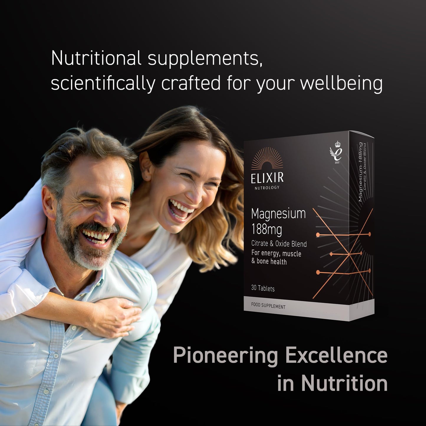 ELIXIR NUTROLOGY Magnesium 188mg Tablets | Supports Energy Metabolism & Muscle Function | Helps Maintain Normal Bones & Reduce Tiredness | Dual Source Magnesium Citrate & Oxide | 30 Vegan Tablets | UK Made