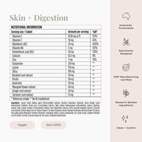 JSHealth Vitamins Skin and Digestion Formula, Skin Supplement with Zinc, Burdock Turmeric, Acne Treatment for Teens & Adults, 60 Tablets