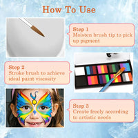 ZoeyShine 8-Color Face Palette with Brushes for Halloween Festival Makeup Set - Non-Toxic Quick-Drying Water Based Glitter Tattoos for Kids, Safe & Washable(8-Slot Single-Color Palette)