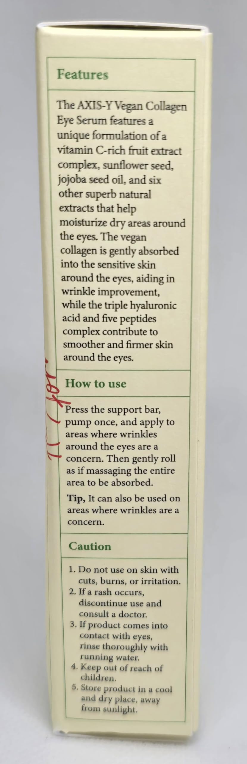 healthy & caring A X I S - Y - Vegan Collagen Eye Serum with Triple Hyaluronic Acid and 5 Peptide Complex