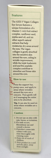 healthy & caring A X I S - Y - Vegan Collagen Eye Serum with Triple Hyaluronic Acid and 5 Peptide Complex