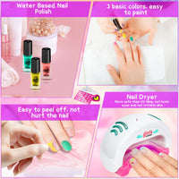 hirsrian Toys for 5 6 7 8 9 10 Year Old Girls, Kids Nail Polish Sets for Girls, Kids Makeup Sets for Girls, Present for 5-9 Year Old Girl, Nail Art Craft Kits for Kids, Best Gift for 5 6 7 8 9 Year Old Girl