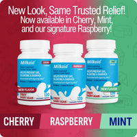 Milkaid Lactase Enzyme Chewable Tablets for Lactose Intolerance Relief, Prevents Gas, Bloating & Diarrhoea, Gluten Free & Vegan, Rasberry, 120 Count