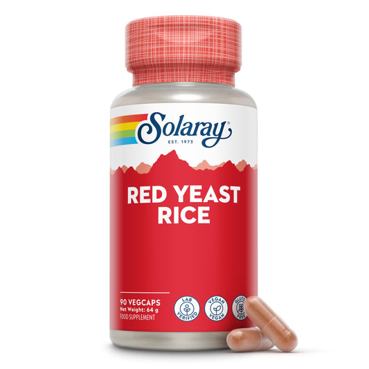 SOLARAY Solaray - Red Yeast Rice Extract - 90 Vegan Capsules - High Strength Herbal Supplement from Monascus Purpureus with Monacolin K - Lab Verified, GMO & Gluten Free