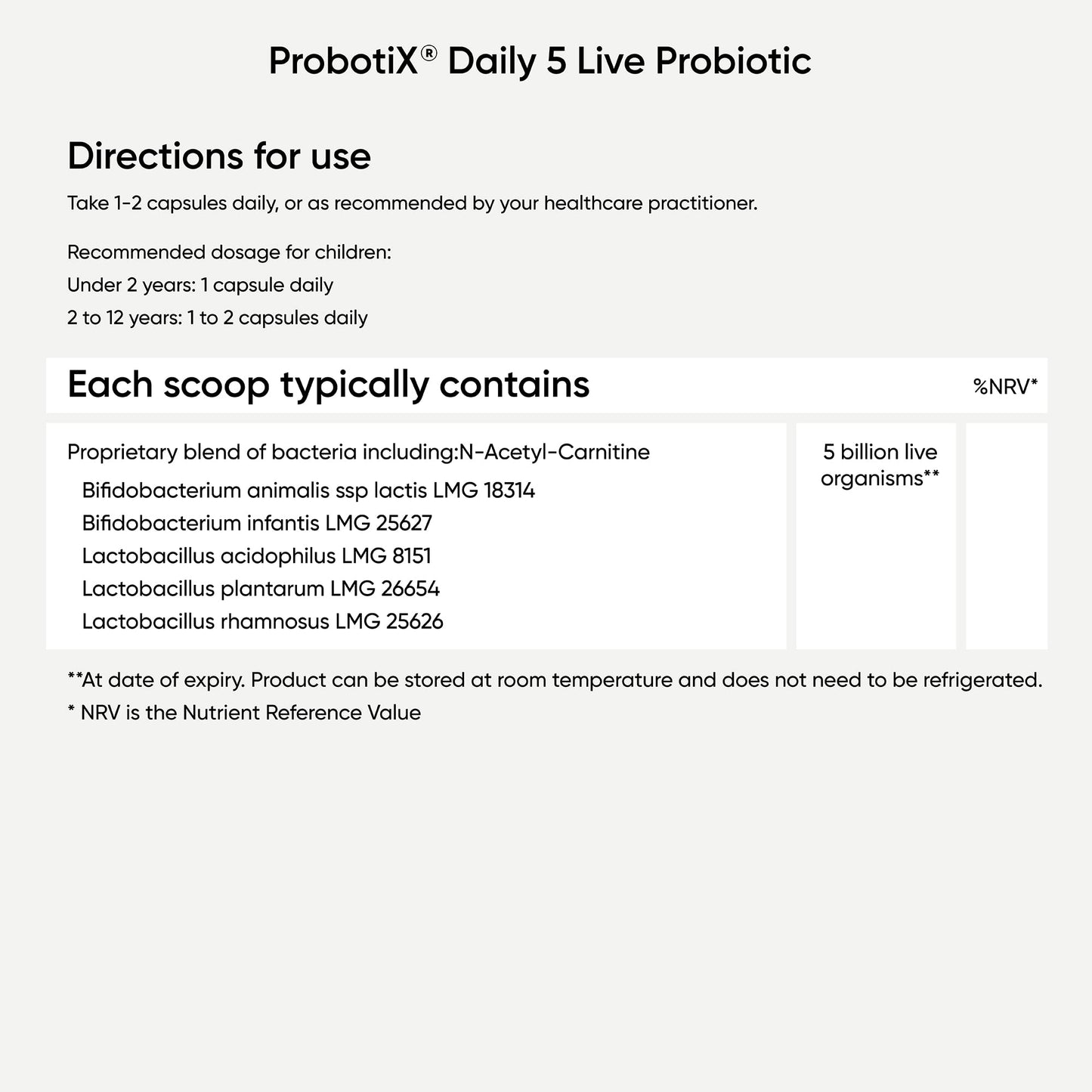 Nutri Advanced - ProbotiX Daily 5 Live Bacteria Probiotic Supplement - 30 Capsules
