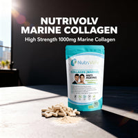NutriVolv Collagen Marine 1000mg Supplement | Anti-Ageing Support for Skin, Joints, Bones, Muscles & Tissue Health | 90 Capsules | Boosts Skin Elasticity & Joint Mobility