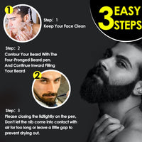 Prreal 2Pcs Black Beard Pen, Natural Beard Filler For men, Waterproof & Sweatproof Beard Pencil, Long-Lasting Beard Filling Pen To Fill, Define & Sharpen Hair, Beard & eyebrow Colour#Black