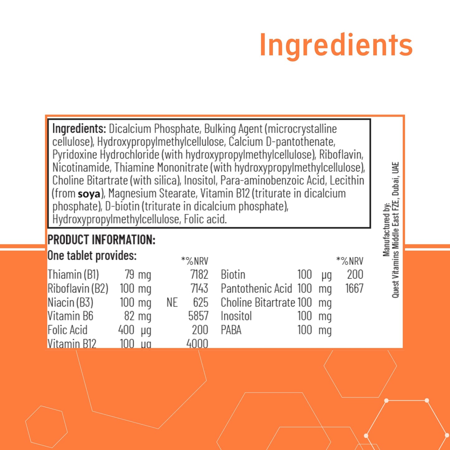 Quest Vitamin B Complex (30 Tablets) - Quick Release Formula to Reduce Tiredness & Fatigue. Full Spectrum of B Vitamins: Thiamin B1, Riboflavin B2, Niacin B3, Vitamin B6 & Vitamin B12.