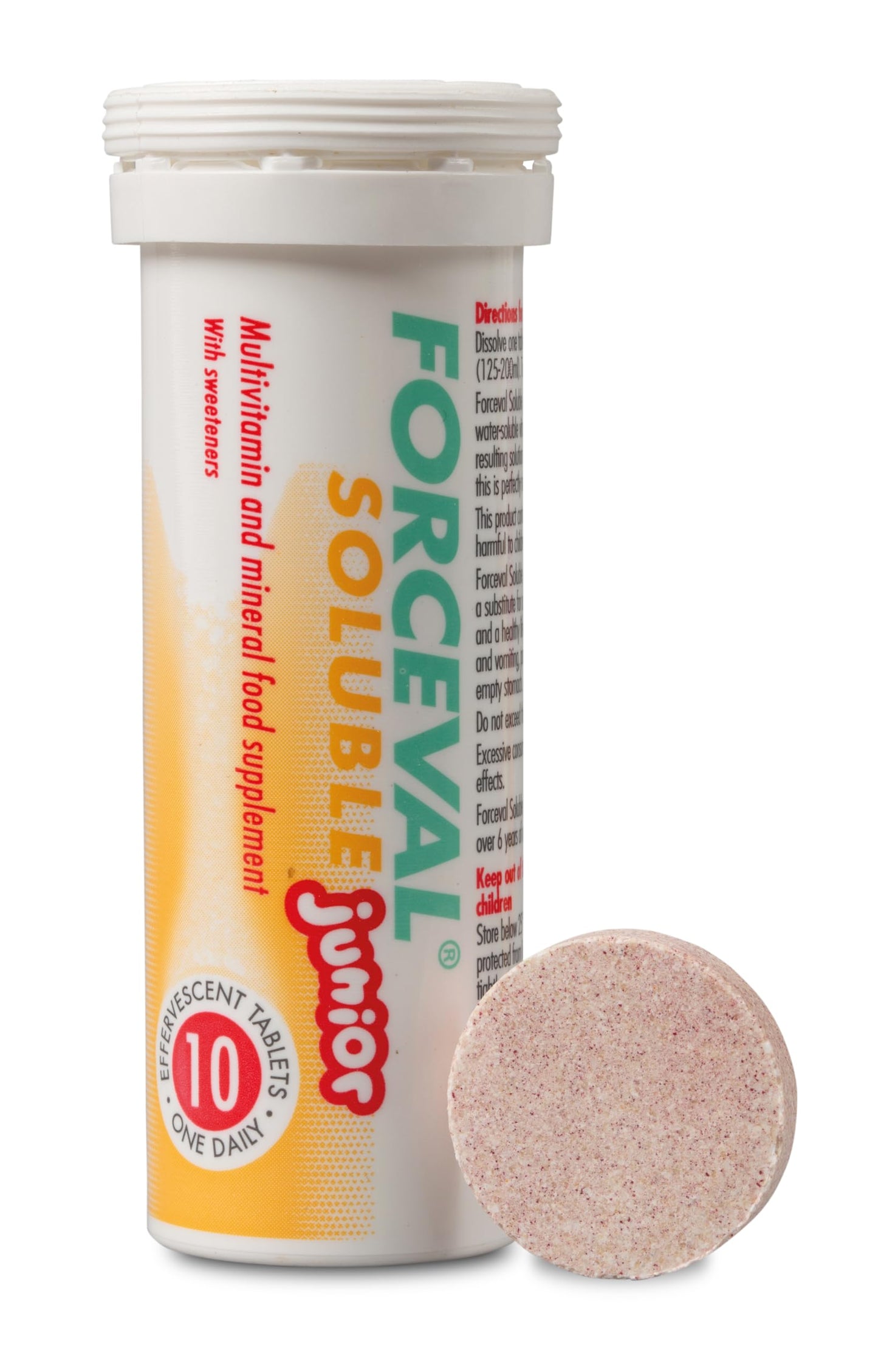 Forceval Soluble Junior 23 Vitamins and Minerals, Kid’s Multivitamin Drink, Including Vitamins C, D, B12, A and B6 to Help Support a Healthy Immune System, 30 effervescent Tablets