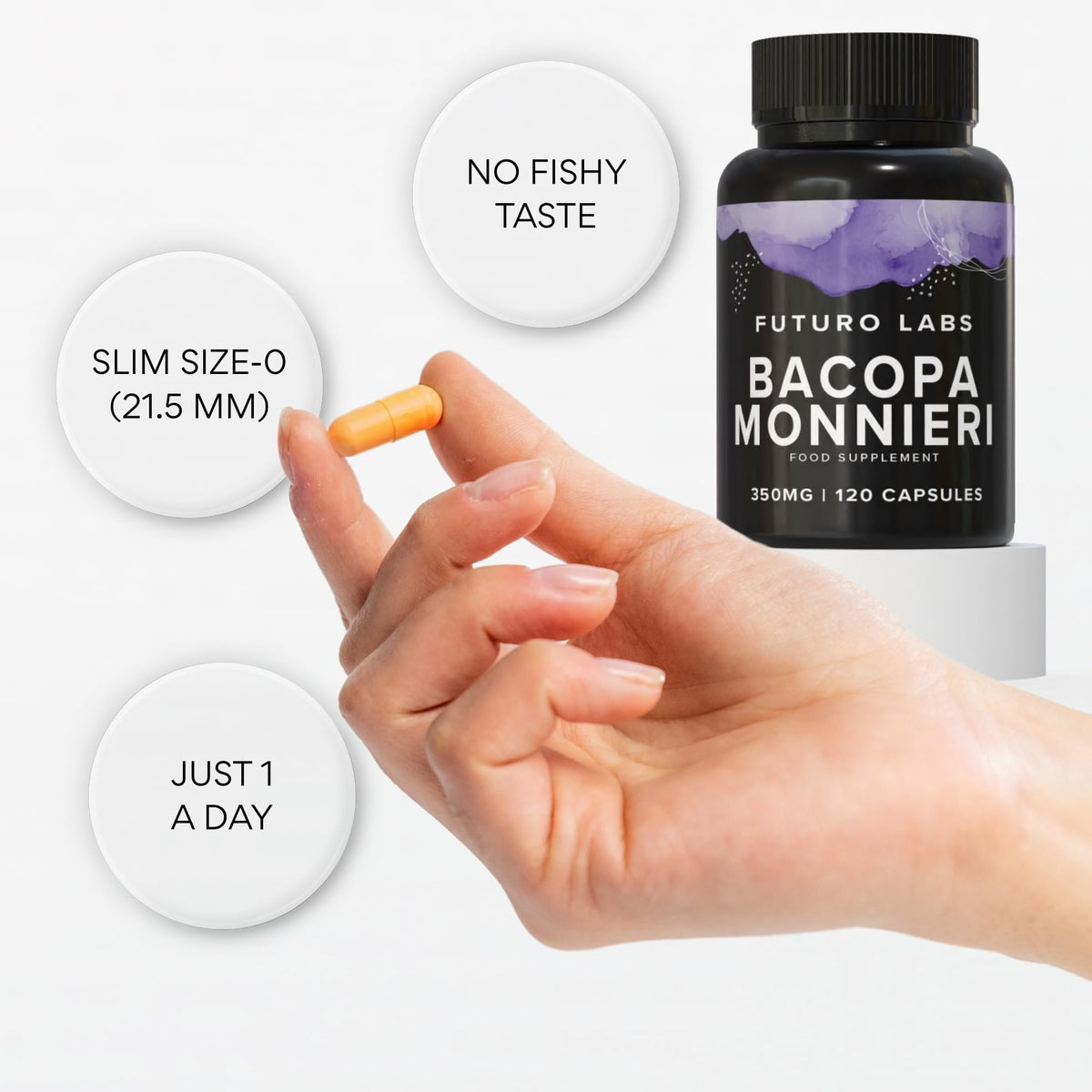 Futuro Labs Bacopa Monnieri Capsules 350mg - Brain/Memory Supplements - Made in The UK - 4 Month Supply - Vegan, Non-GMO, Gluten-Free. Natural Ayuverdic Supplement Bacopa Extract