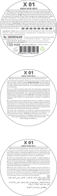 Totex Hair Styling Aqua Gel Wax 01 | Strong Hold Gel Maximum Control | Parfume Scent | Unisex 150ml