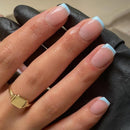 Generic 24PCS French Blue Press on Nails Short Square, Elegant Baby Blue French Tip False Nails with Acrylic Material, Fake Set for Women Daily Wear, Easy to Trim and Apply at Home
