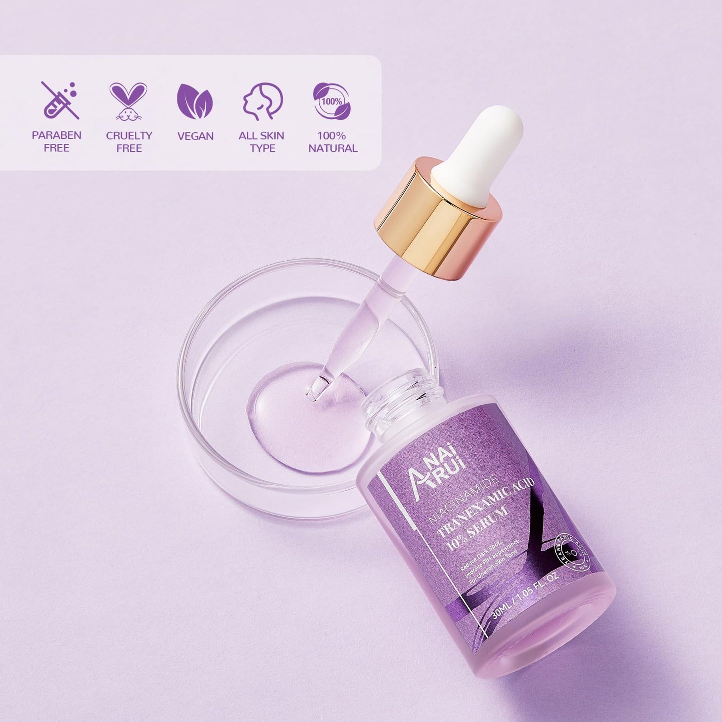 ANAI RUI ANAiRUi 10% Tranexamic Acid Serum 30 ml, Dark Spot Correcting Serum with Tranexamic Acid + Hyaluronic Acid + Niacinamide, Targets Hyperpigmentation, Even Skin Tone