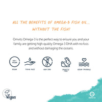 Omvits Vegan Omega 3 DHA from Algae Oil 1000mg - 60 Softgel Capsules with Vitamin E - Sustainable Algal Alternative to Fish Oil - Vegetarian Essential Fatty Acids - Supports Heart, Brain & Eyes