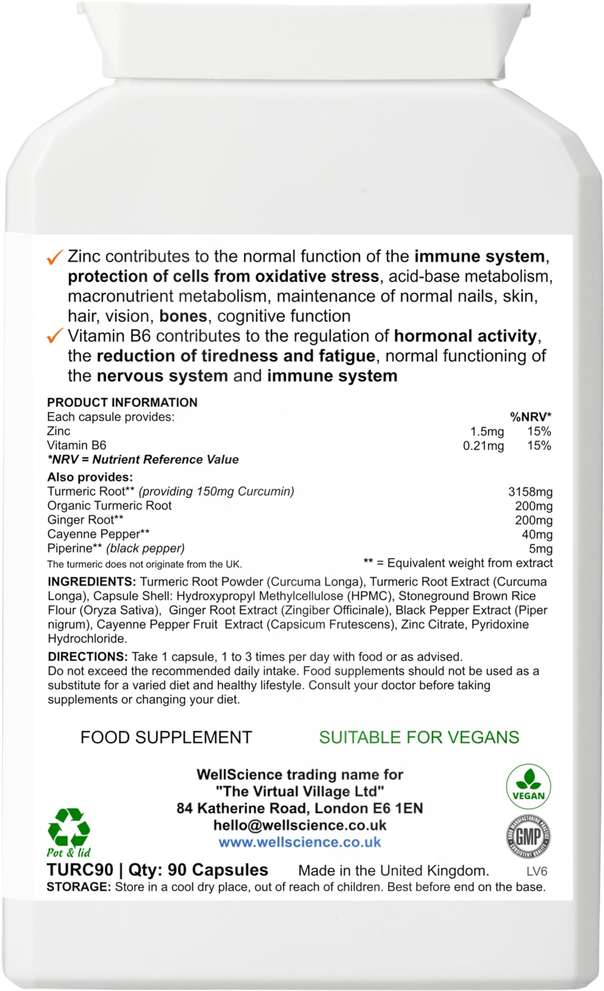 Wellscience WellScience GoldenHeal Blend: Immune Support, Anti-Inflammatory, and Digestive Health - Organic Turmeric, Curcumin, Black Pepper, Ginger & Cayenne