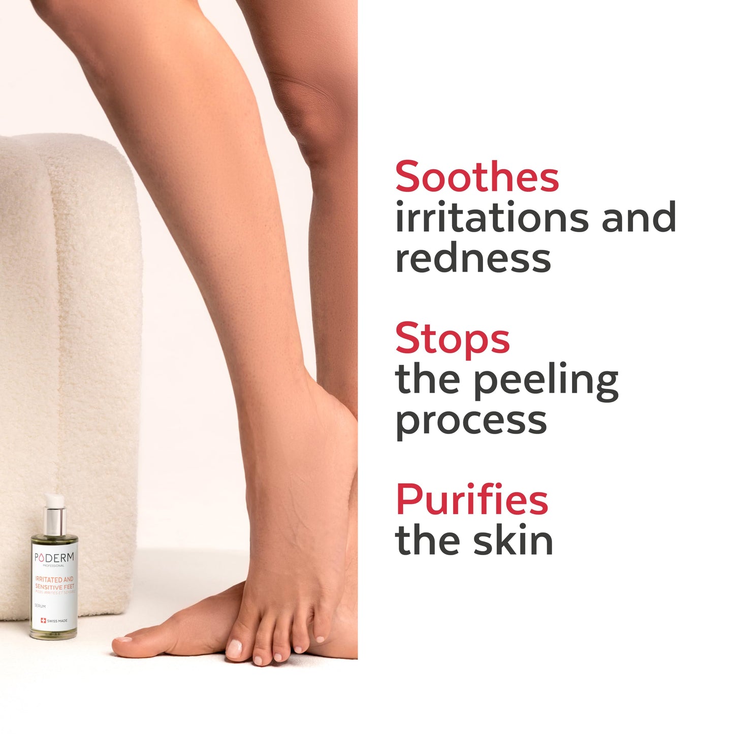 PODERM – IRRITATED AND SENSITIVE FEET – Repairs and Soothes Skin Irritations in 24h – Purifies and Nourishes Intensely for 24h – Enriched with Tea Tree – Foot Care – Swiss Made