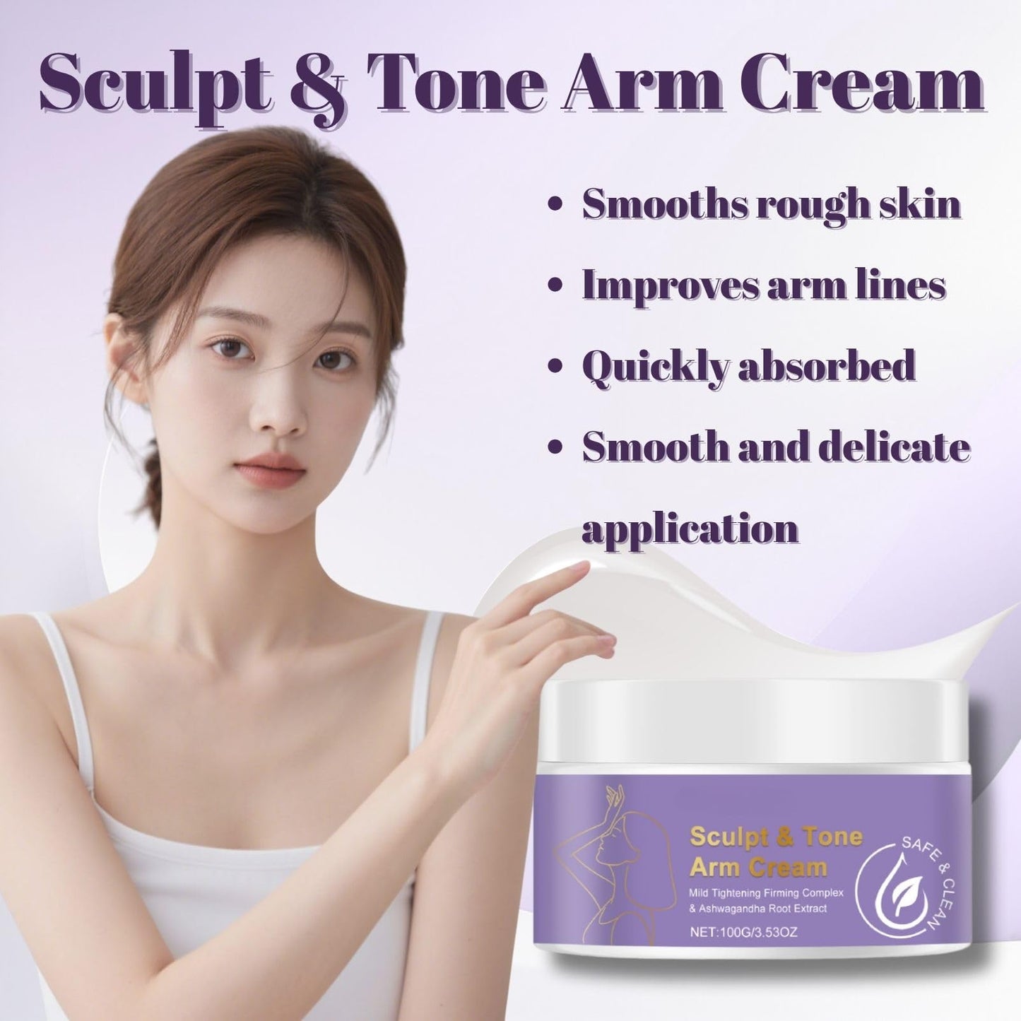 Cureluxe Sculpt & Tone Arm Cream – Skin Firming Body Cream for Women, Upper Arm Firming Cream to Reduce Crepey Skin on Arms, Body Moisturiser for Dry Skin with Deep Hydration & Elasticity Boost