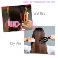 Bsisme 2Pcs Hairbrush for Women, Men and Kids, Detangling Curved Vent Brush for Long Thick Thin Curly Wet or Dry Hair, Styling Tool (Pink & Black)
