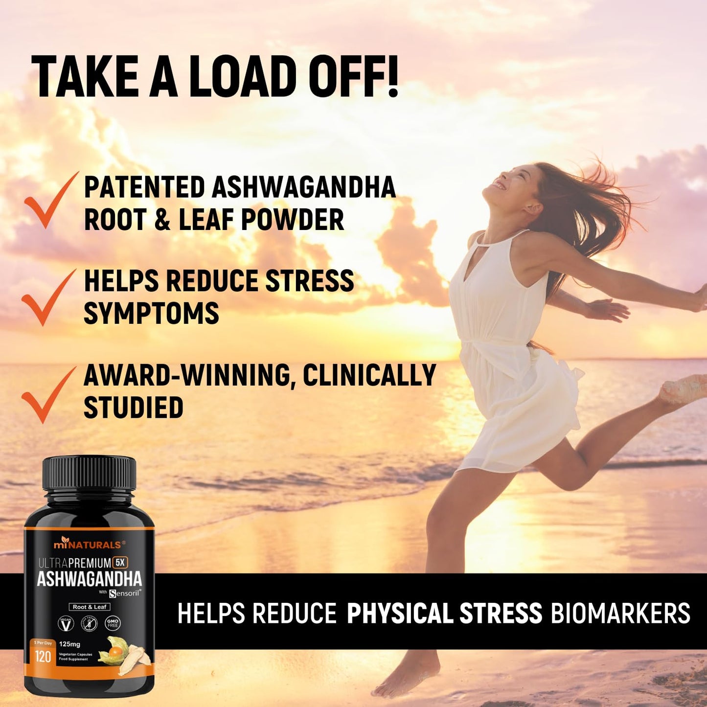 Ashwagandha Sensoril Capsules from Root & Leaf Powder | KSM-66 Alternative | 120 Capsules Made in UK by miNATURALS