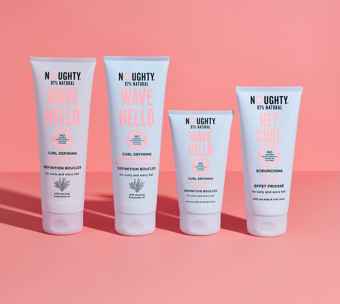 Noughty 97% Natural, Wave Hello Curl Taming Cream, 97% Natural Sulphate Free Vegan Curl Defining Haircare, Vitamin Rich Smoothing Formula for Curly and Wavy Hair, with Sea Kelp and Mango Butter 150ml