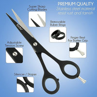 Tecto 6" Hair Dressing Scissors Sharp, Hair Cutting Scissor for Professional, Hairdressers Barbers Stainless Steel Hair Cutting Shears, Sharp Hair Scissors for Women, Men, Children and Adults (Black)