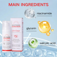 Cureluxe Whitening & Spot Removing Sunscreen SPF50+ Face Moisturiser,Light Texture,Non-greasy Sun Cream, Protects & Hydrates Skin for Sun Protection,Water Resistant Factor 50 Cream for Face care,50g