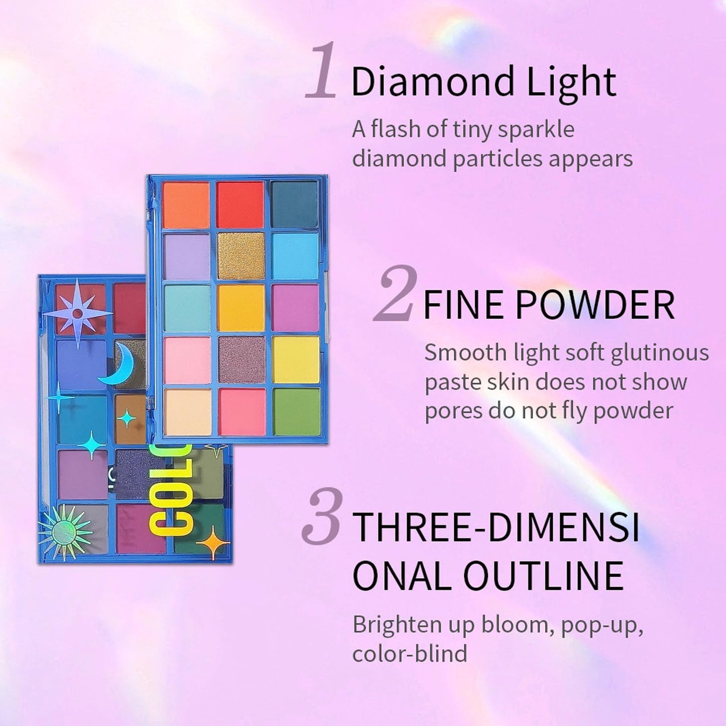 15 Colour Eyeshadow Palette, Matte Rainbow Colorful Eye Shadow Red Green Yellow Blue Shimmering Make up Palettes Highly Pigmented Long Lasting Waterproof, Gifts for Women Christmas for Party Festival