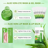 ISBEAUSOLS Aloe Vera Skincare Gift Set for Women - Self Care Gift Sets - Pamper Gift for Mum - Skin Care Sets & Kits - 10PCS Gifts for Teenage Girls with Face Serum-Gel Mask*5-Face Gel-Eye Mask-Lip Mask-Lip Balm