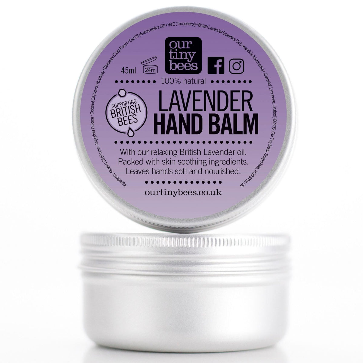 Our Tiny Bees Lavender Hand Balm 45ml – Skin softening, calming and healing. Natural Hand Balm with British Lavender