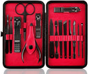 Keiby Citom Manicure Set Nail Set Nail Clipper Kit Professional - Stainless Steel Pedicure Set Nail Grooming Kit of 15pcs with Case for Travel (Black/Red)