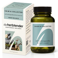 The Herbtender Calm & Collected - Ashwagandha, Lion's Mane, Holy Basil Blend for Anxious Moments, Supports Sleep & Inner Balance, Vegan, Organic Ingredients, 60 Capsules
