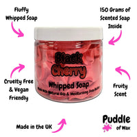 Black Cherry Whipped Soap Body Wash - 150g - Natural Oils and Butters - Fruity Scent - Vegan Friendly - Puddle of Wax - Made in the UK