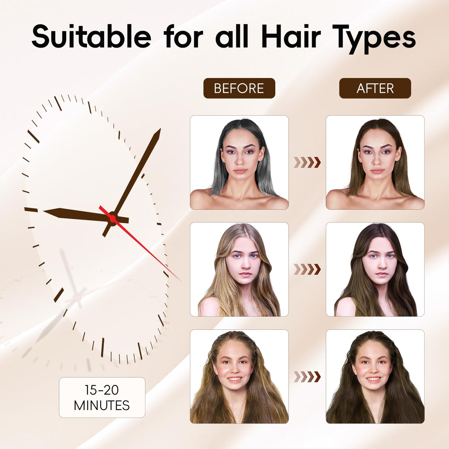 Black Hair Dye Shampoo, Black Hair Dye Shampoo 3-in-1 for Grey Hair, Instant Hair Colour Shampoo for Men and Women, Hair Colour Shampoo, Anti Grey Effect, 500 ml (Chestnut Brown)