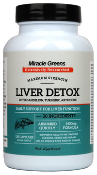 Macro Greens Liver Detox and Repair – 1400mg Complex | High Strength with 20 Effective Ingredients | Boosted with Dandelion, Turmeric, Amino Acids, Vitamins and More | 120 Capsules - 60 Day Supply