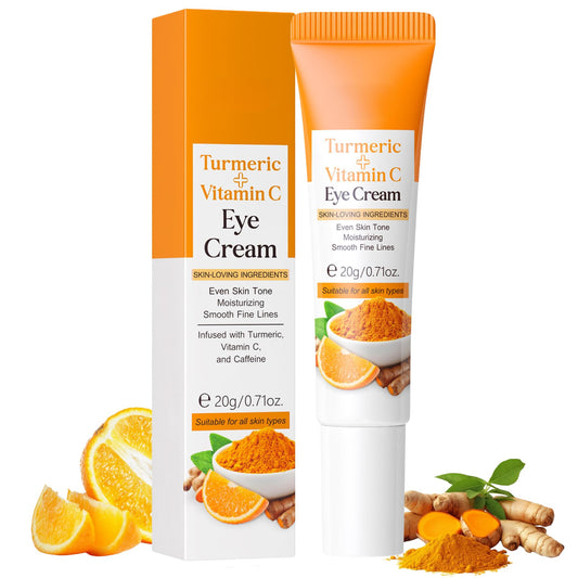 Trendyfave Vitamin C Turmeric Eye Cream Anti Aging, Under Eye Cream for Dark Circles, Eye Cream For Dark Circles And Puffy Eyes, Turmeric Cream For Even_Skin Tone,Moisturizing,Smooth Fine Lines - Travel Size