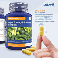 Super Strength B Vitamin Complex, 120 Vegan Tablets. 4 Months Supply. Vitamin B1, B2, B3, B5, B6, B12, Biotin, Choline. Supports Focus, Mental Performance, and Energy. UK Supplier.