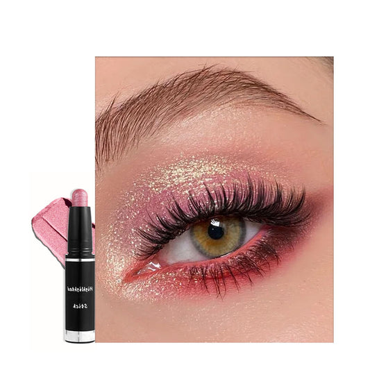 LYNTYAOU Rose Pearl Pink Shimmer Eyeshadow Stick, Bright Pink Color Pen, Metallic Mermaid Cream Eye Shadow Crayon, Pearlescent Glitter Eyeshadows Pencil, High Pigmented Eyeliner Smooth for Eyes Makeup