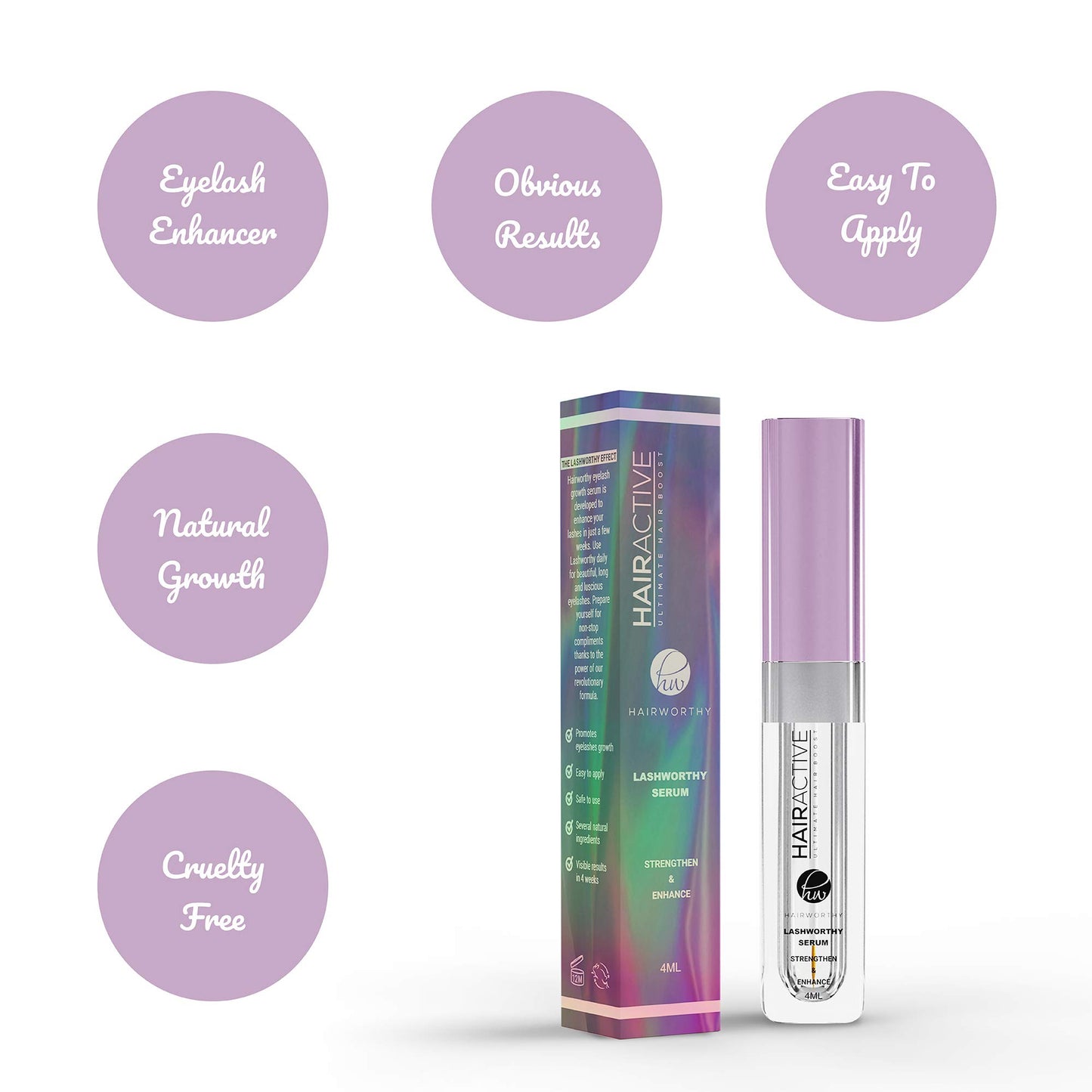 Hairworthy Eyelash Growth Serum for Longer, Thicker and Stronger Eyelashes
