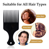sularpek Sularpek 2 Pcs Afro Hair Comb, Black Plastic Afro Hair Comb Hair, Hair Pick Comb, Smooth & Sturdy Wide Tooth Plastic Afro Pick, for Detangling And Styling, Curly, Wavy, Frizzy And Afro Hair