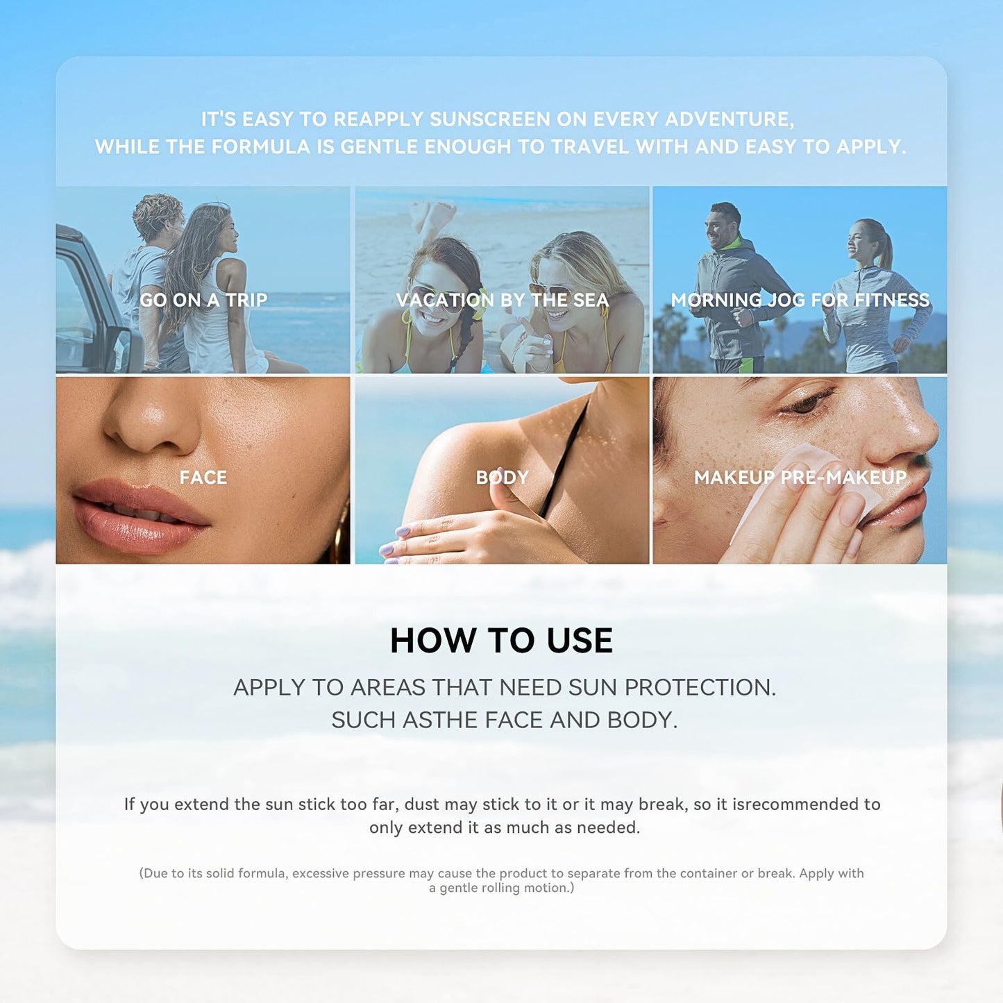 TBeautfave Sunscreen Stick, Sunscreen SPF 50+, Sun Stick for a Face Body, Face Sun Cream SPF 50, Suncream Face Stick for Dewy Glow, Water Resistant, Non-Greasy, Refreshing, Travel Size, 20g