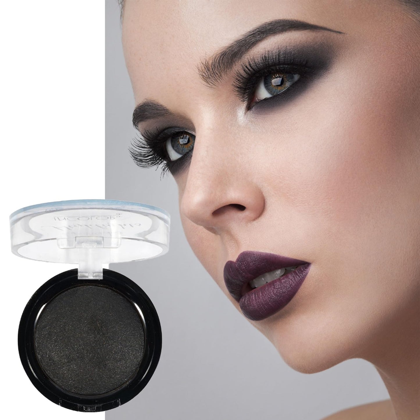 LYNTYAOU Single Black Matte Eyeshadow, Smoky Eye Pressed Powder Eyeshadow, Highly Pigmented Waterproof Long Lasting Sweat-proof Eye Shadow, Smokey Gothic Intense Black Eye Make up for Party