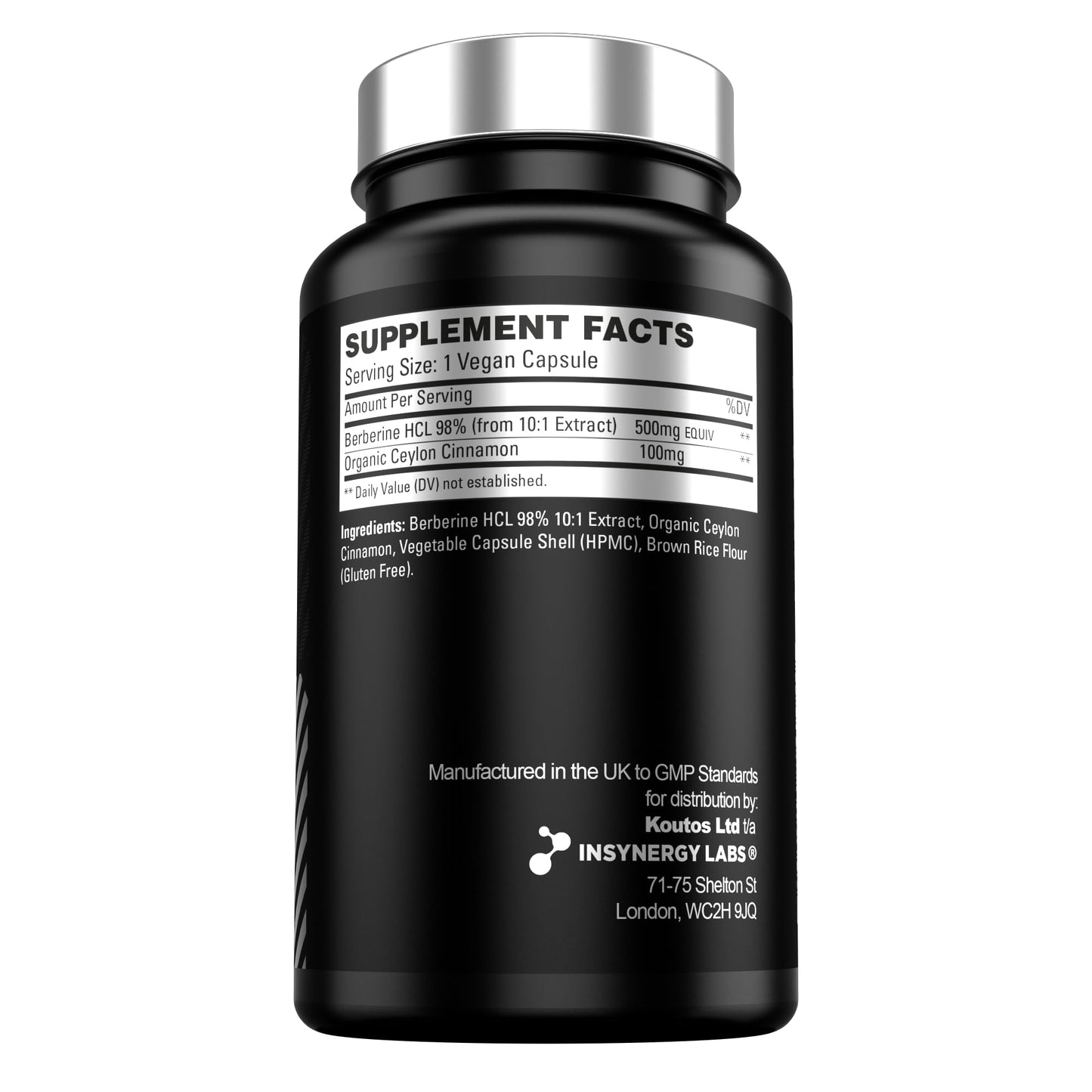 Insynergy Labs Berberine HCL 500mg with Cinnamon (Maximum Dose in UK) Superior 98% Purity 500mg Berberine Supplement, 60 Vegan Capsules Berberine High Strength UK Made