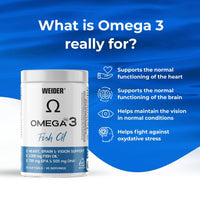 Weider Omega 3 (90 Softgels) with Fatty Acids EPA and DHA, Vitamin E, Support the Normal Functioning of the Heart, Brain and Vision